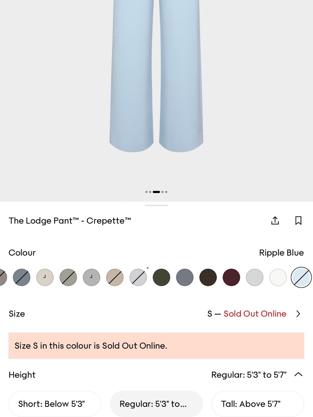 Aritzia The Lodge Pant™ in Ripple Blue - S